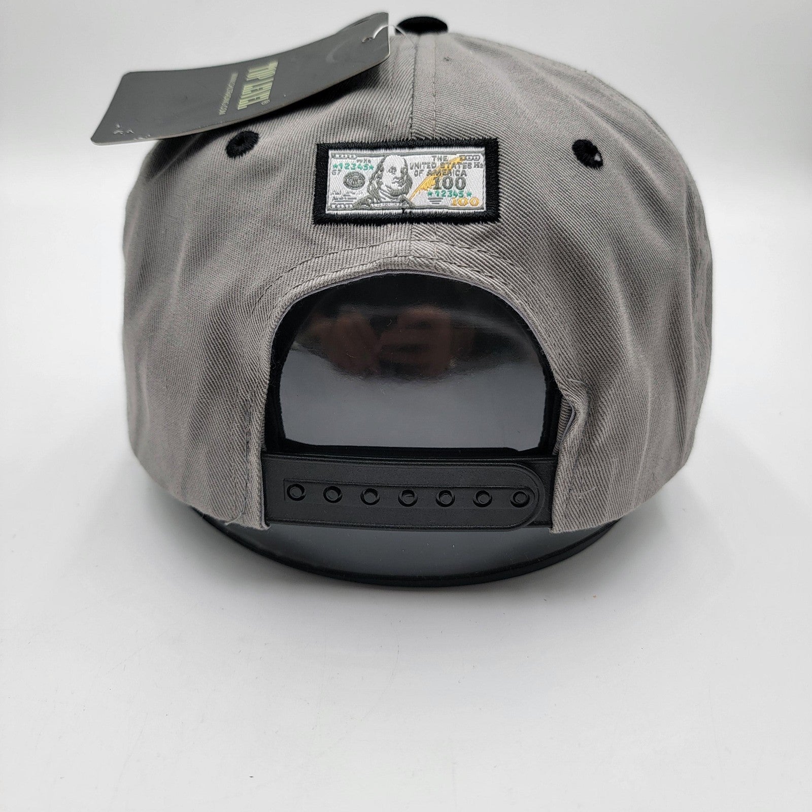 Top Level Benjamin Franklin Hat Cap Snap Back Gray Black Flame Graphic Mens2