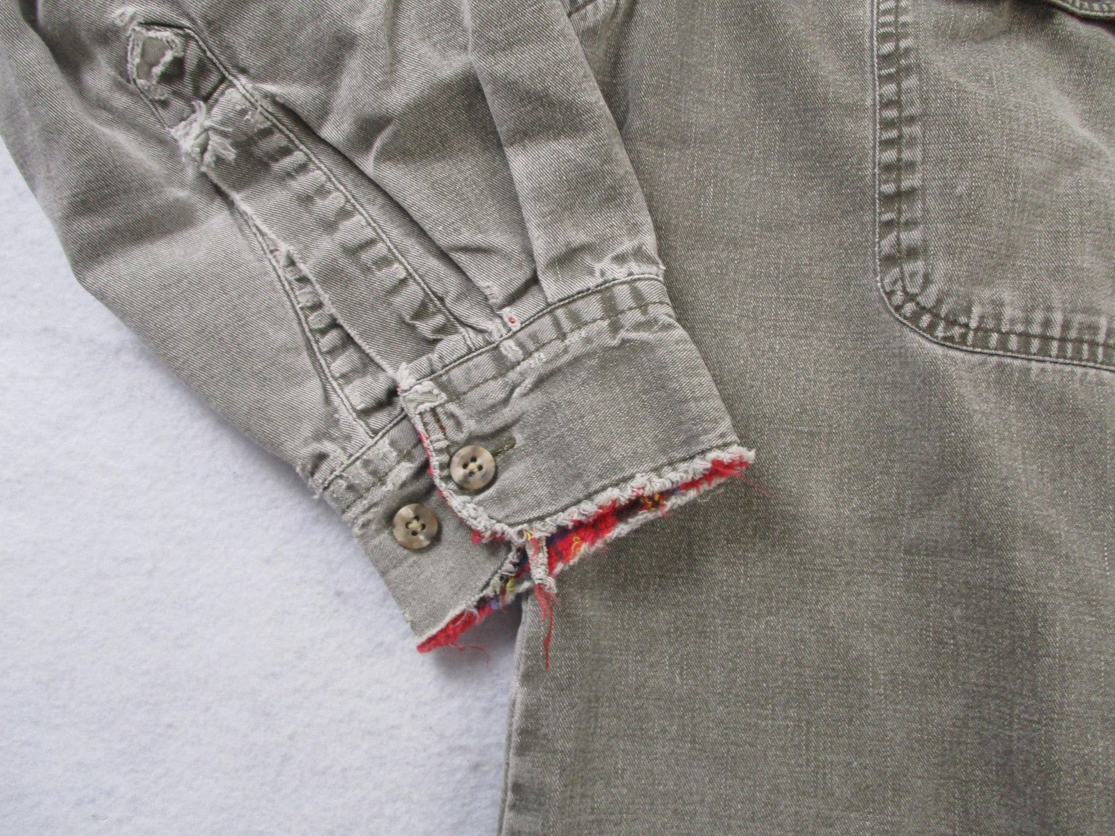Vintage 90s Cabela's Flannel Lined Stonewash Shirt Mens M Distressed Used 16106