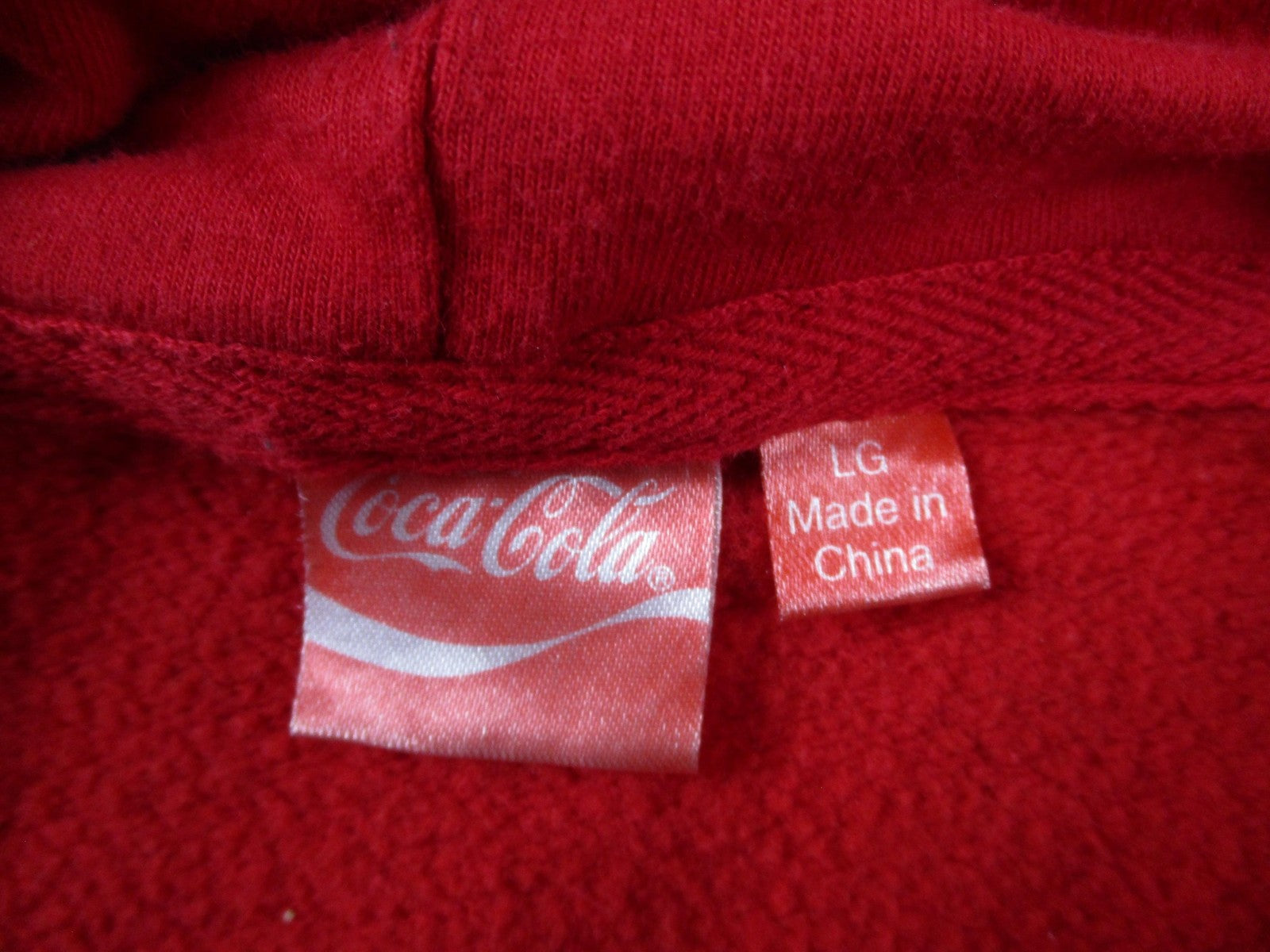 CocaCola Hoodie Mens Large Red Pullover Fleece Sweatshirt Ugly Christmas 16638