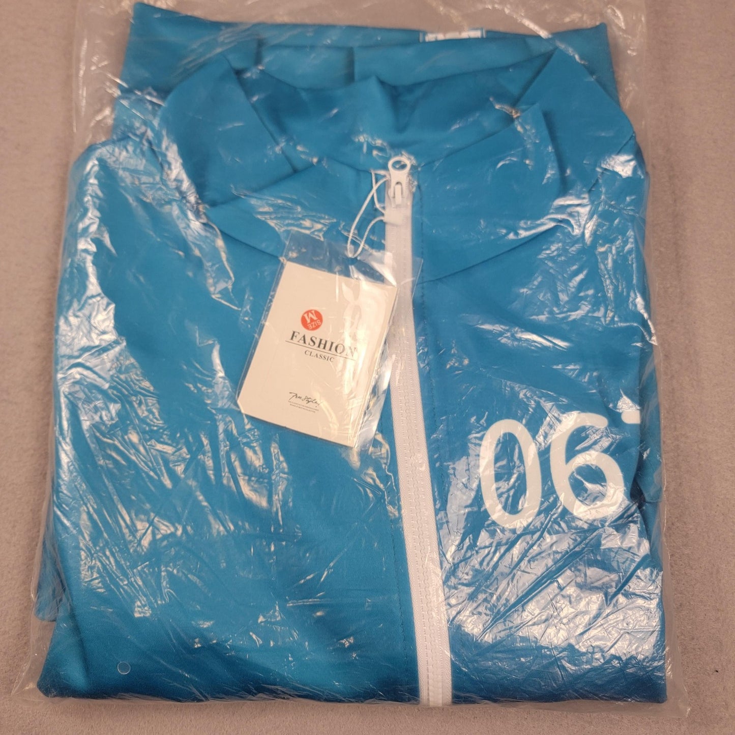 067 Track Jacket Mens Medium Blue Polyester Cosplay Costume Unisex Full Zip New2