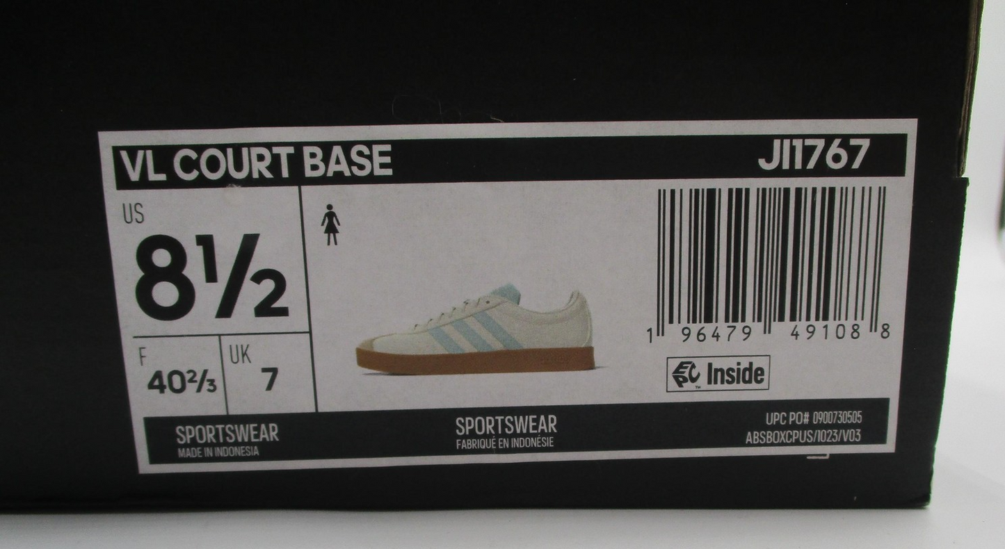 Adidas VL Court Base Shoes Womens Size 8.5 White Gum Court Sneakers JI176713