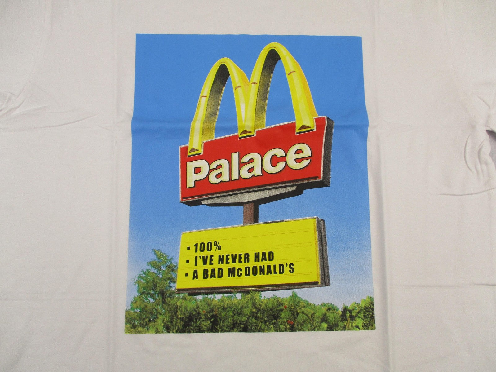 Palace McDonald's Sign Shirt Mens XL White Graphic Streetwear Skateboarding 12853
