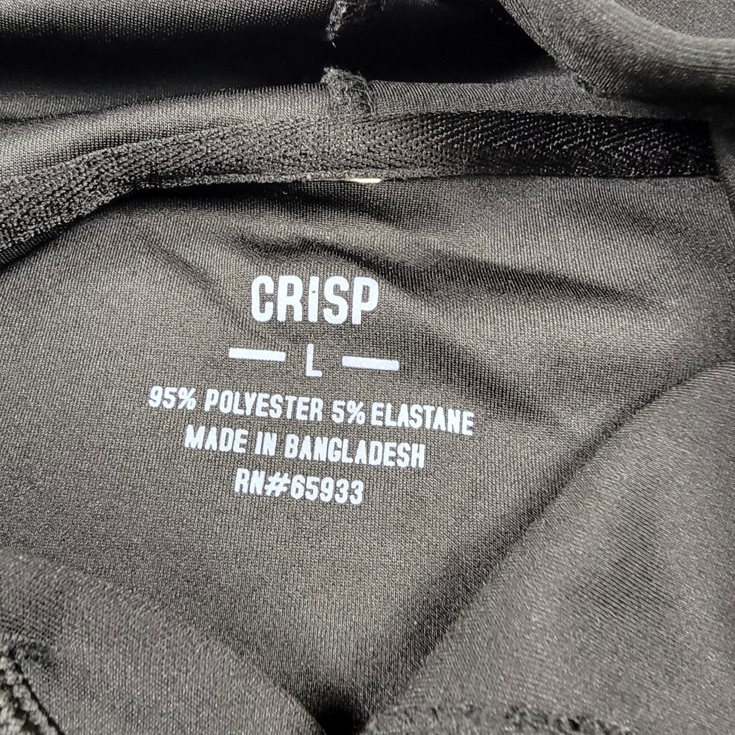 CRISP Black Performance Hoodie Large Stretch Pullover Minor Flaw Polyblend