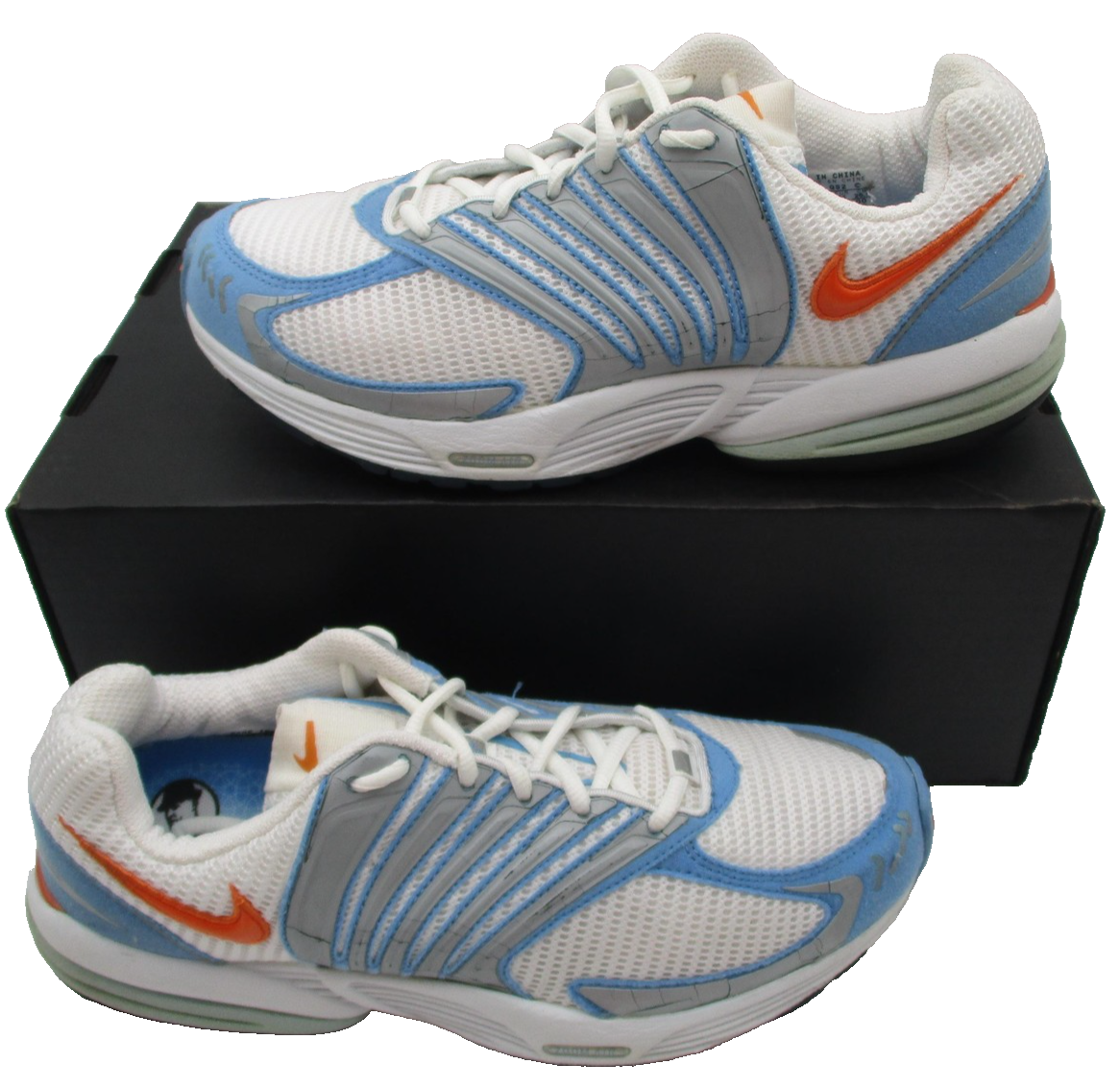 Vintage Nike Zoom Air Structure Shoes Women Sz 9.5 White Blue Orange Running 1T42