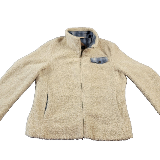 Pendleton Jacket Womens Lg Beige Sherpa Fleece Lined Full Zip Cozy Pockets