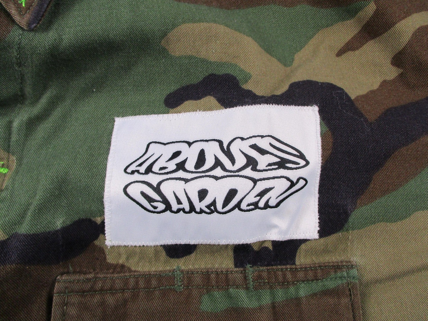 Aboves Garden Custom Jacket Mens XLT Green Camo Military Skull Dragon Patchwork2