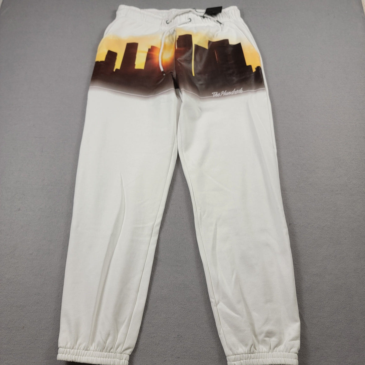The Hundreds Downtown Sweatpants White Skyline Joggers Mens L NWT12