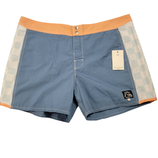 Quiksilver Organic Cotton Boardshorts Blue Orange Check Size 40 NWT Men Surf0