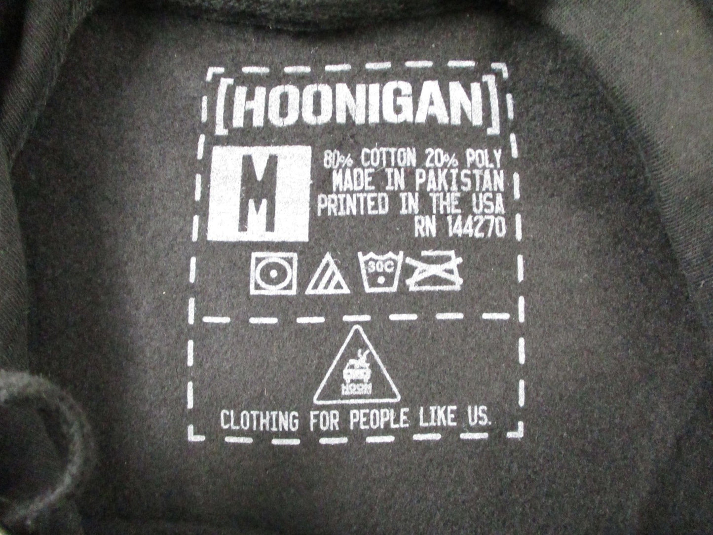 Hoonigan Hoodie Mens Medium Black Fleece Pullover Nautical Flag Graphic 1632353