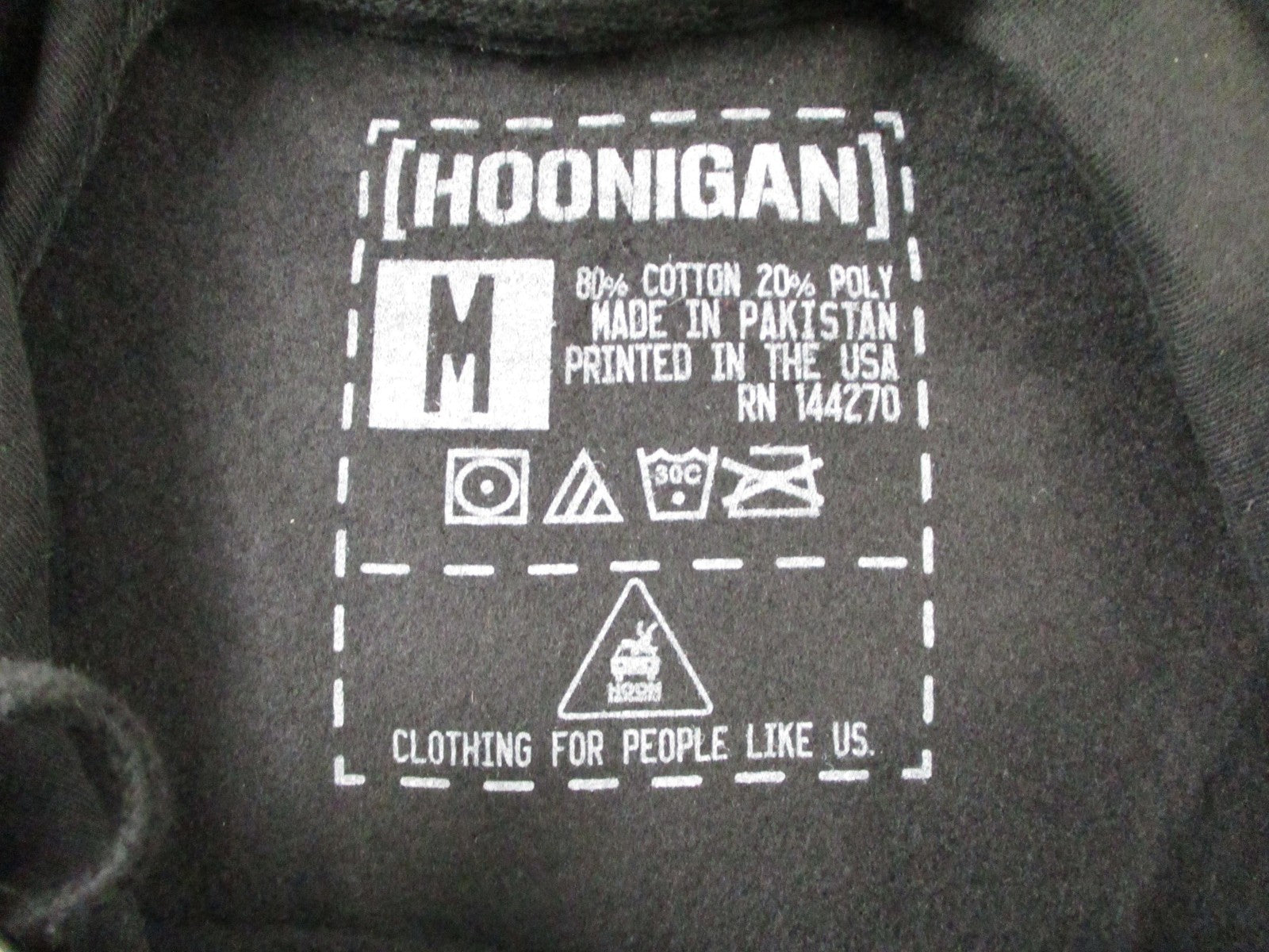 Hoonigan Hoodie Mens Medium Black Fleece Pullover Nautical Flag Graphic 1632353