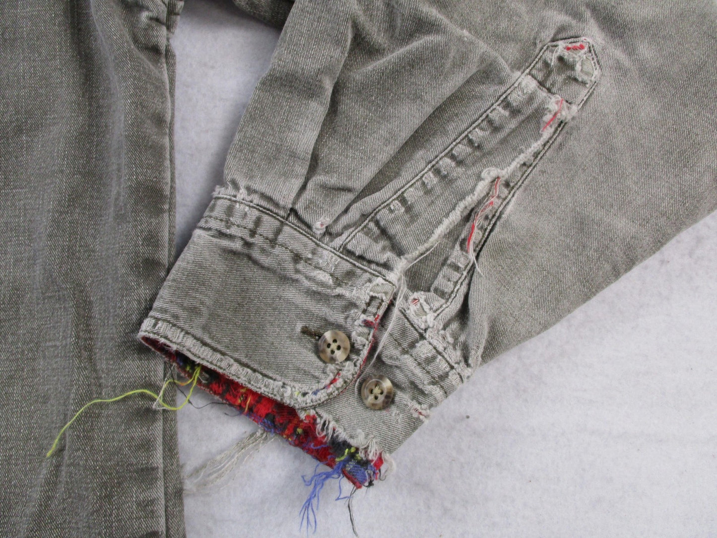 Vintage 90s Cabela's Flannel Lined Stonewash Shirt Mens M Distressed Used 16105