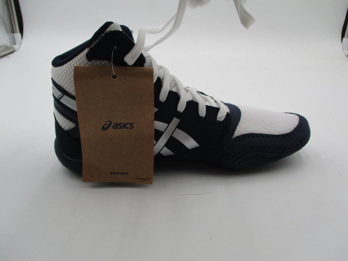 ASICS Snapdown Shoes Youth Size 2.5 White Navy Wrestling Sneakers 1084A0148