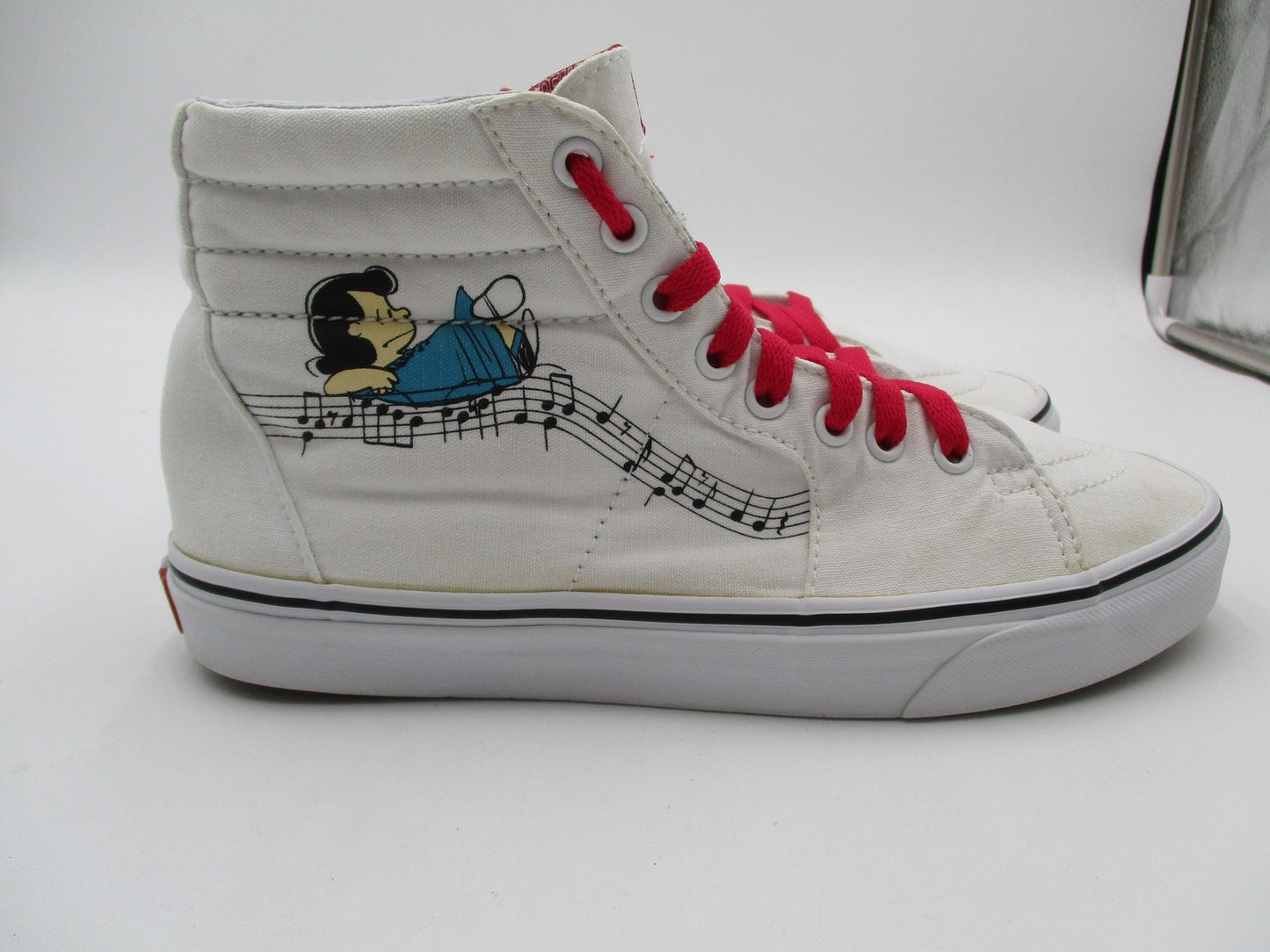 Vans Peanuts Sk8-Hi Shoes Mens Size 8.5 White Red Snoopy High Top Music 5007145