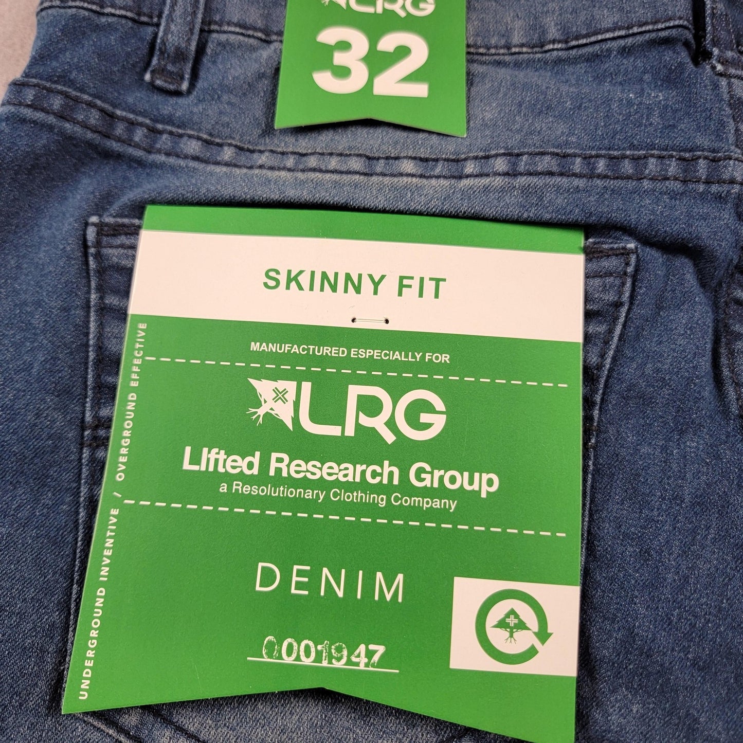 LRG Jeans Mens 32 Blue Skinny Fit Biker Stretch Denim Lifted Research Group (9114