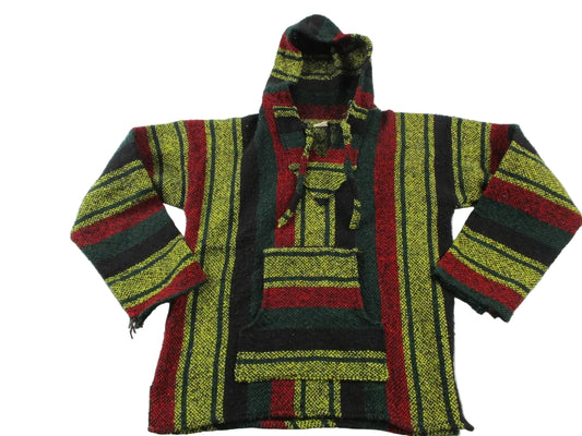 Artesanias Cuamatzi Sweater Mens Large Multicolor Hooded Baja Striped Knit0