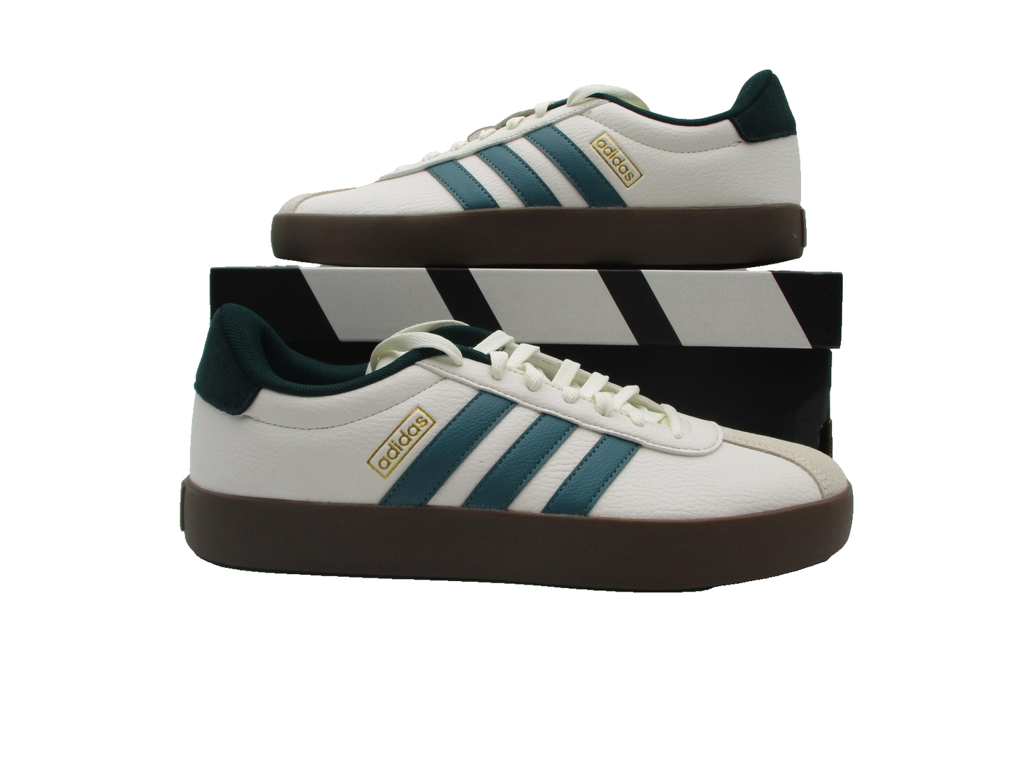 Adidas VL Court 3.0 Shoes Mens Size 9 White Green Teal Gum Sole Casual JR86350