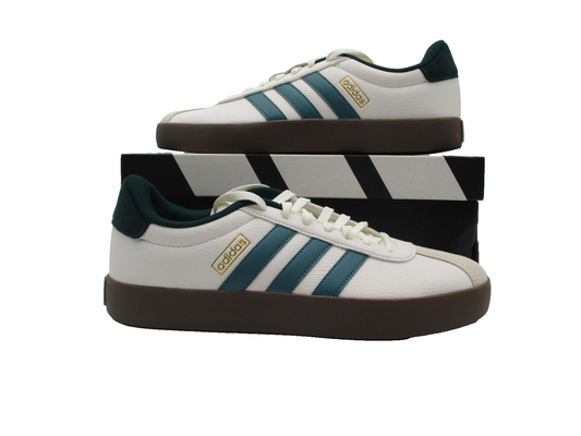 Adidas VL Court 3.0 Shoes Mens Size 9 White Green Teal Gum Sole Casual JR86350