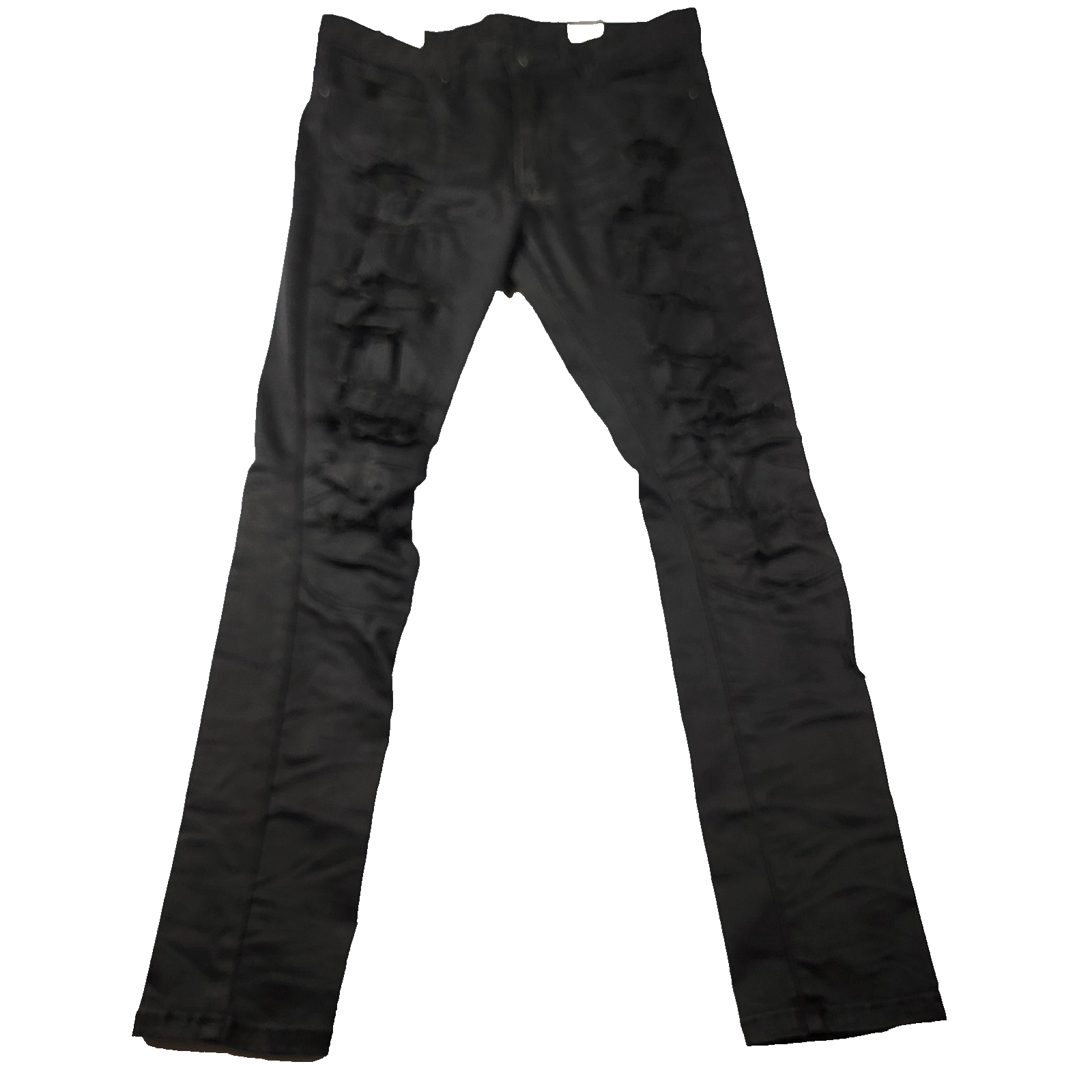 Smoke Rise Jeans Mens 36x32 Black Distressed Ripped Skinny Moto Streetwear (11940