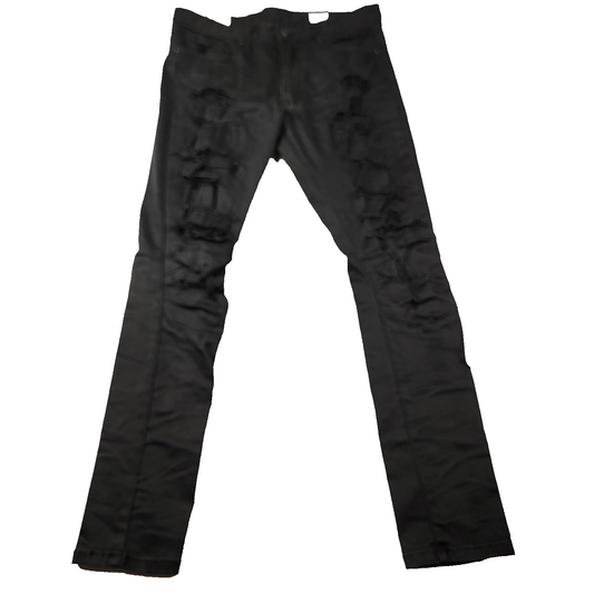 Smoke Rise Jeans Mens 36x32 Black Distressed Ripped Skinny Moto Streetwear (11940