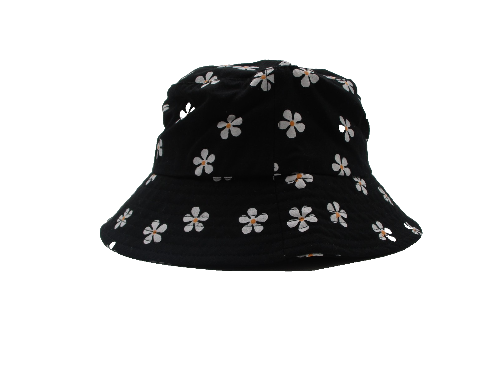 CultureFly Black Daisy Floral Bucket Hat 100% Cotton Unisex One Size NWT0