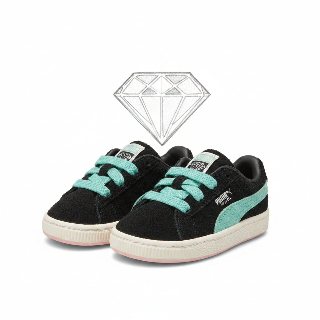 Puma Suede Diamond Supply Company Black/Diamond Blue Sz 4C 365712 01 0