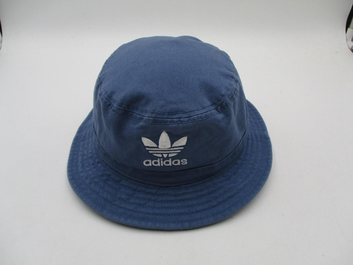 Adidas Hat Cap Bucket Mens One Size Blue Twill Trefoil Logo Casual Summer1