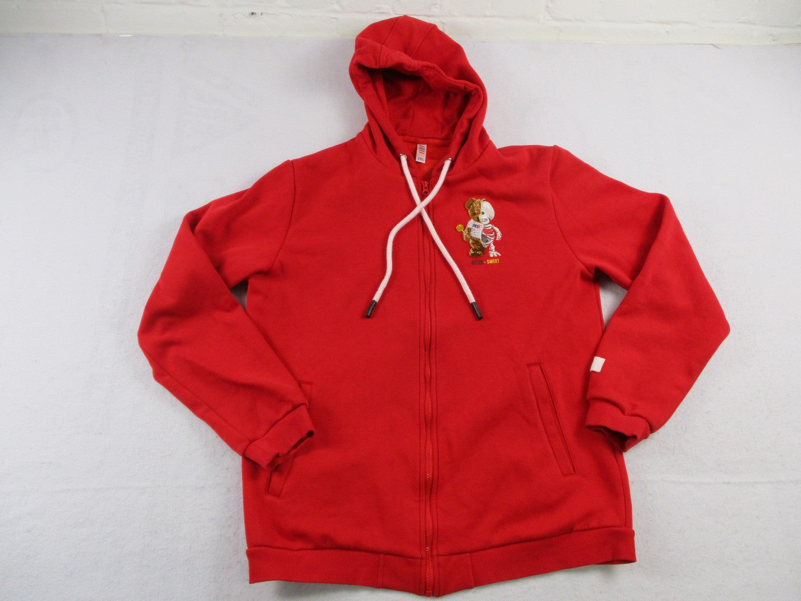Loop Tracksuit Mens 2XL Red Bitter Sweet Bear Graphic Fleece Hoodie Joggers 16940