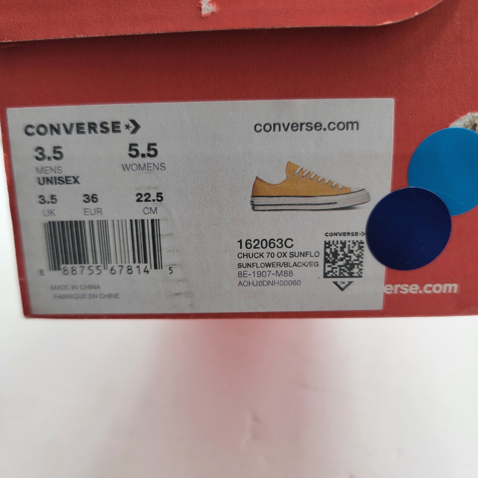 Converse Chuck 70 Low Yellow Sneakers  Size 3.5Y (5.5W)8
