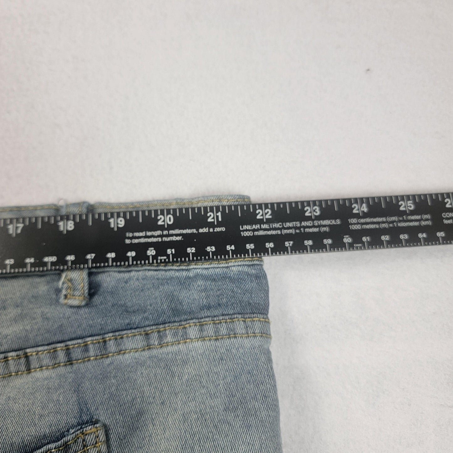 M Society Jeans Mens 44x32 Light Wash Moto Biker Distressed Stretch Blue