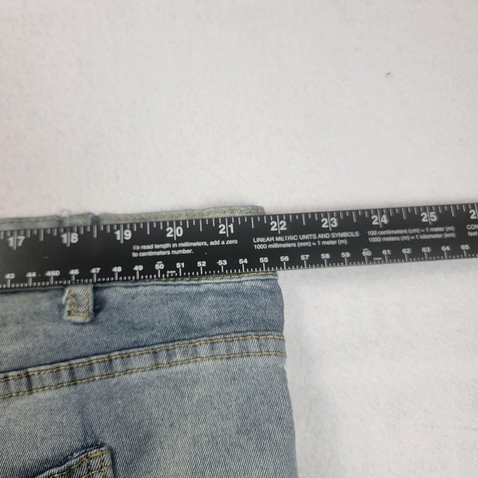 M Society Jeans Mens 44x32 Light Wash Moto Biker Distressed Stretch Blue