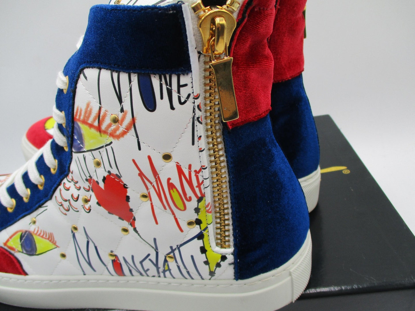 MoneYatti Classico Hi Top Mens Size 13.5 White Multi Color Master P Made Italy7