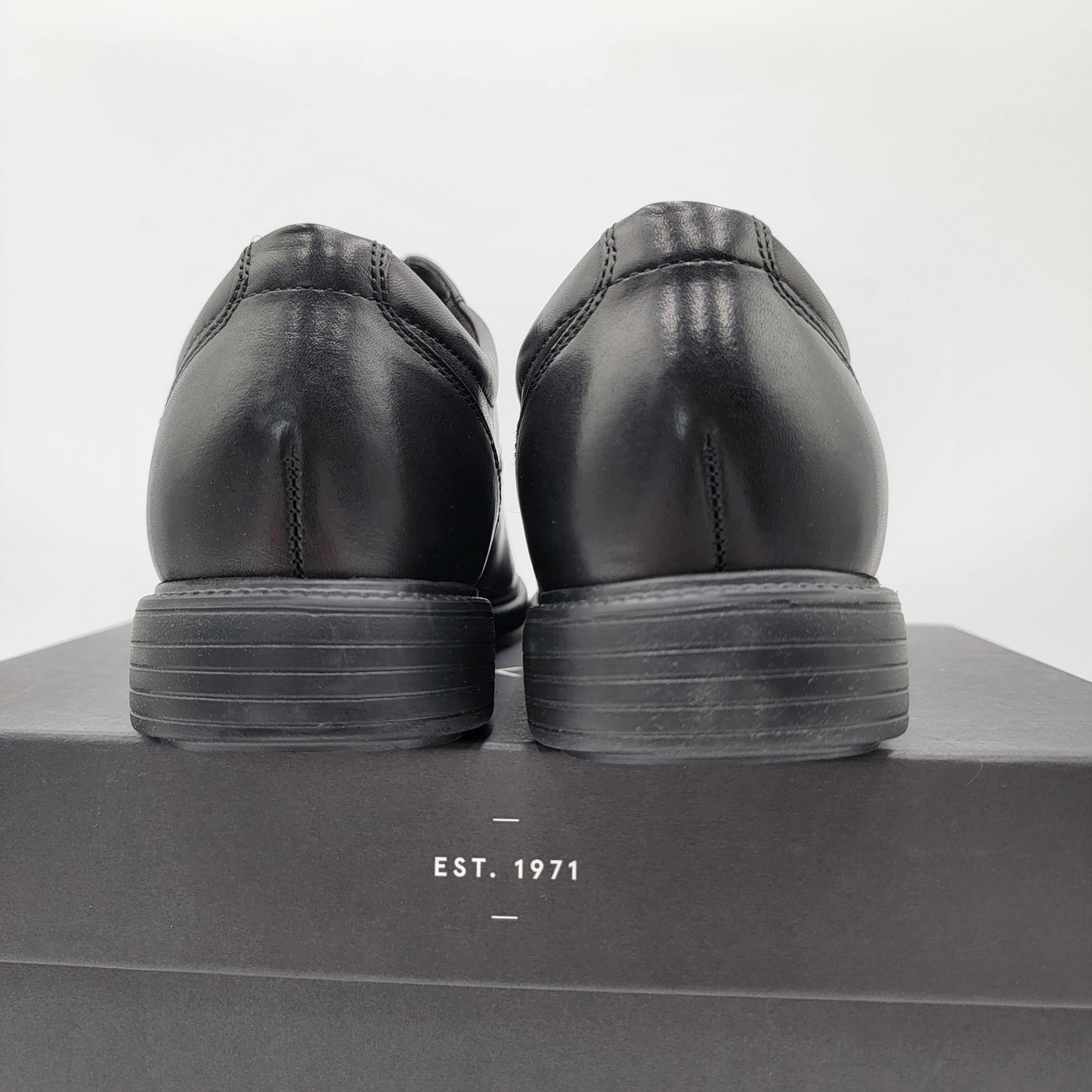 Rockport Charlesroad Plaintoe Shoes Mens Size 7.5W Black Leather Comfort4