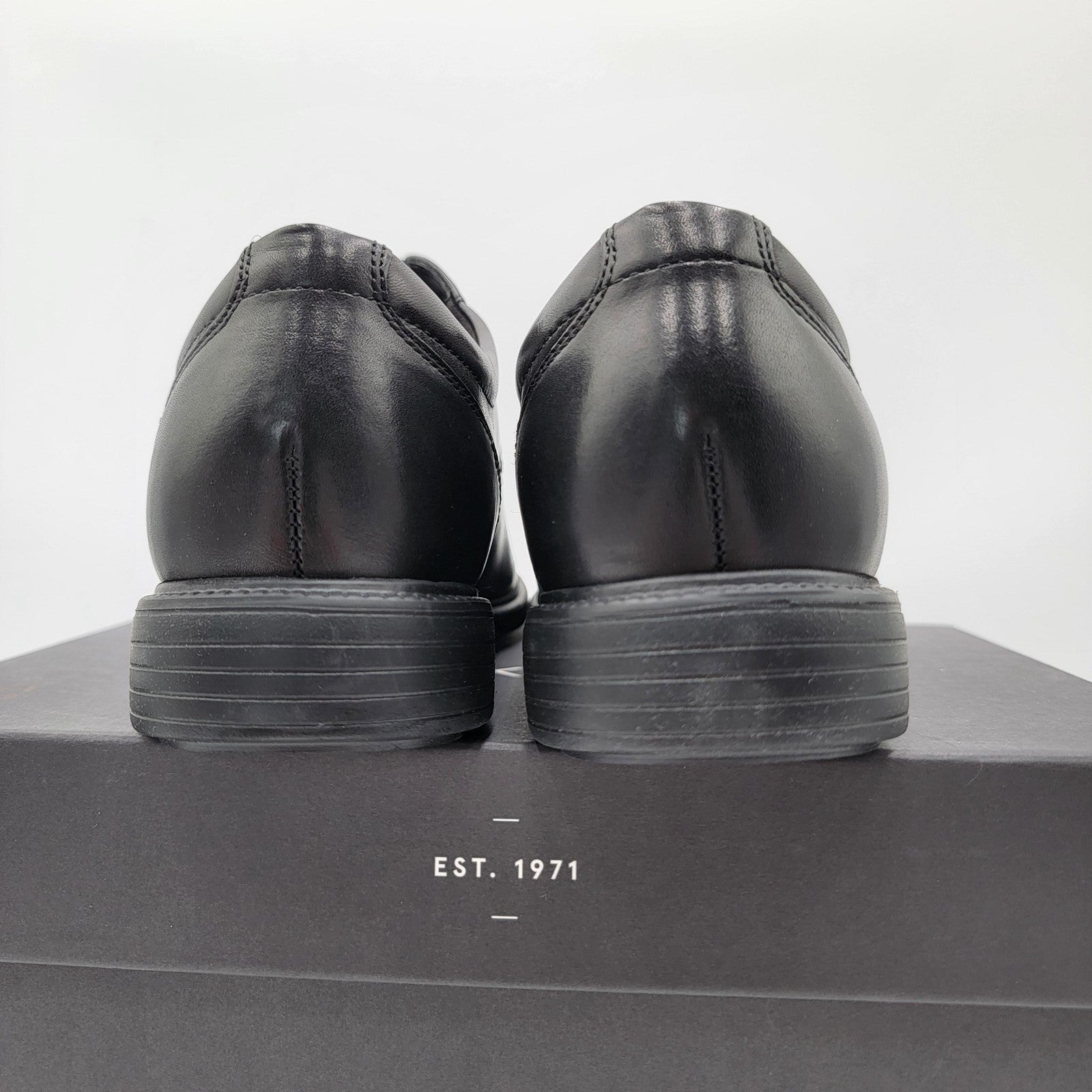 Rockport Charlesroad Plaintoe Shoes Mens Size 7.5W Black Leather Comfort4