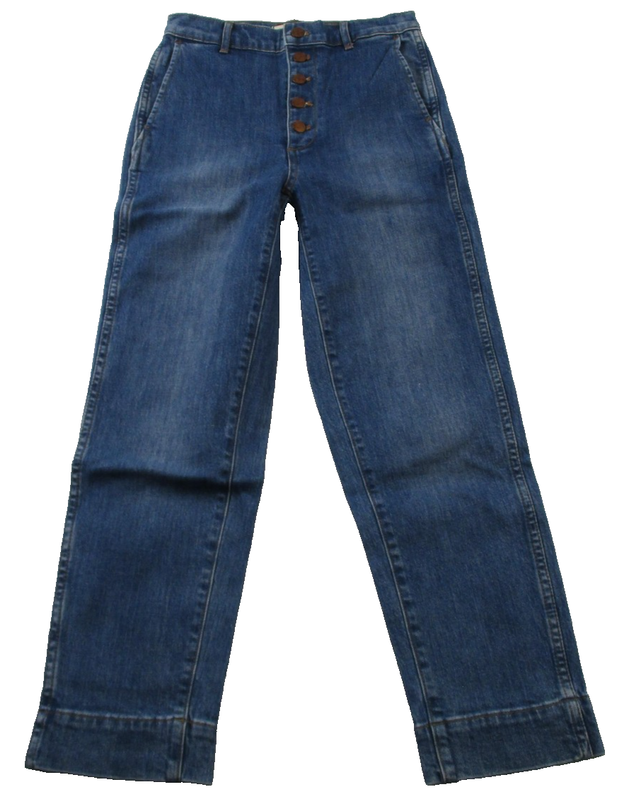 Madewell Jeans Womens 24 Blue High Rise Straight Button Fly Stretch Denim 14570
