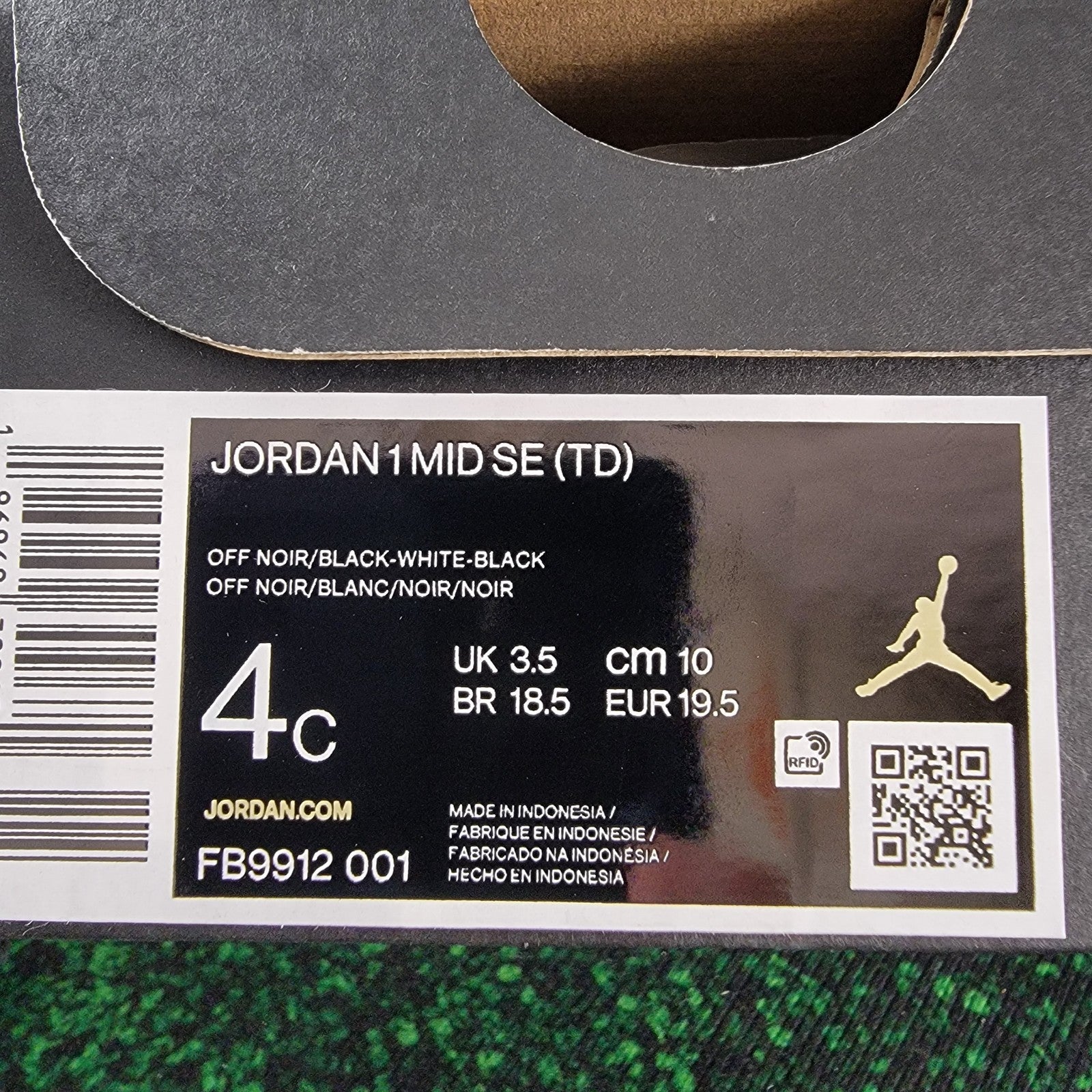 Nike Air Jordan 1 Mid SE TD Off Noir Black White Baby Toddler Shoes Size 4C New6