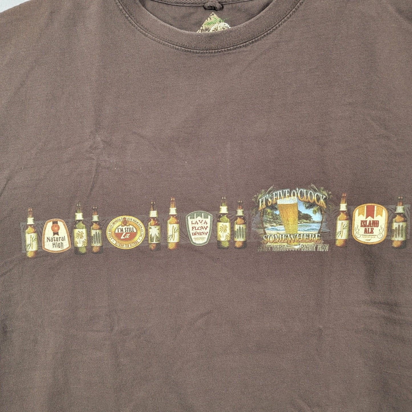Newport Blue Graphic Beer O Clock Brown Tshirt Sz XXL