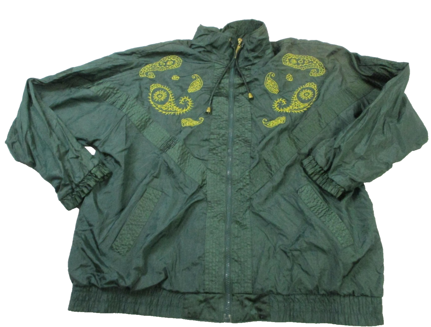 Vintage Adolfo Sport Tracksuit Womens L Green Paisley Nylon Warm Up Set 16500