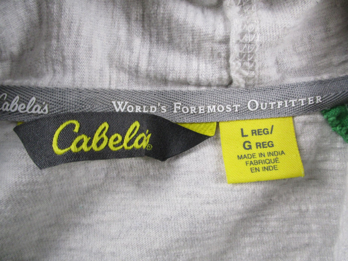Cabela's Hoodie Mens Large Gray Green Pullover Jersey Raglan Graphic Sweatshirt2