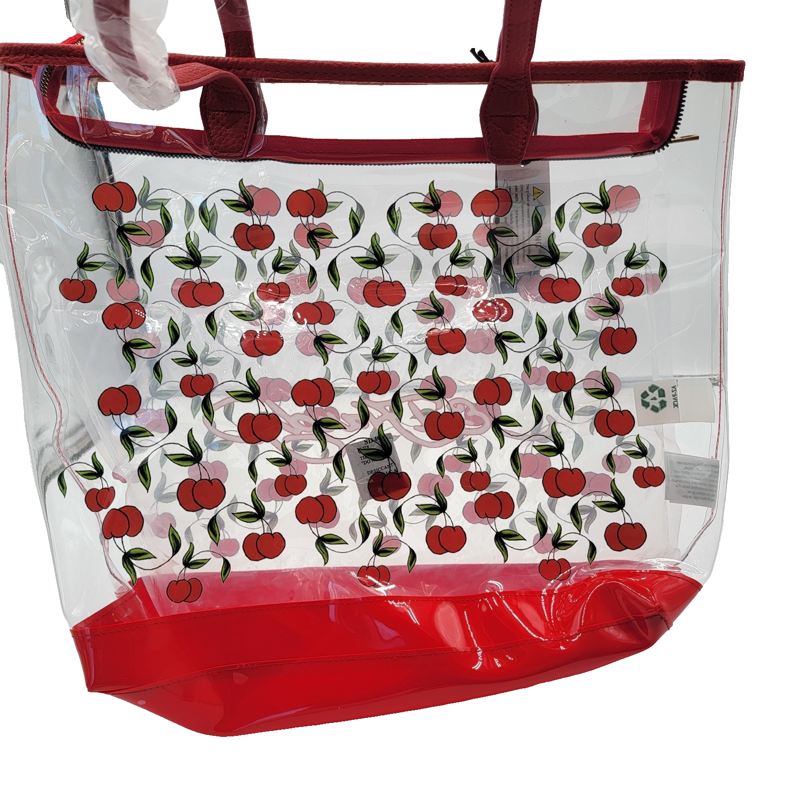 Ed Hardy PVC Tote Bag Red Cherries Print Brazil One Size NWT $159 MSRP0