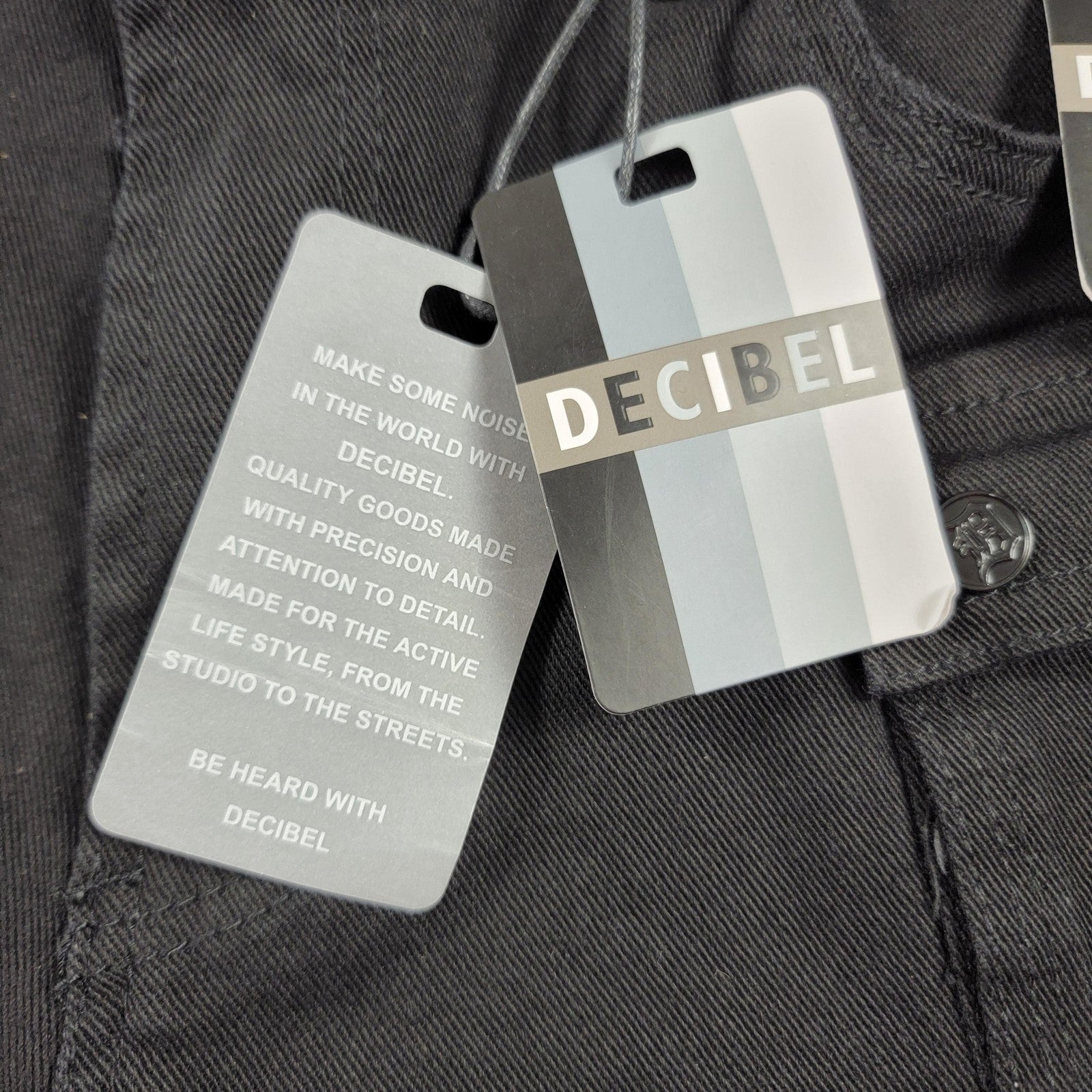 Decibel Cargo Pants Mens 34x34 Black Streetwear Multi Pocket Utility New Tag 9182
