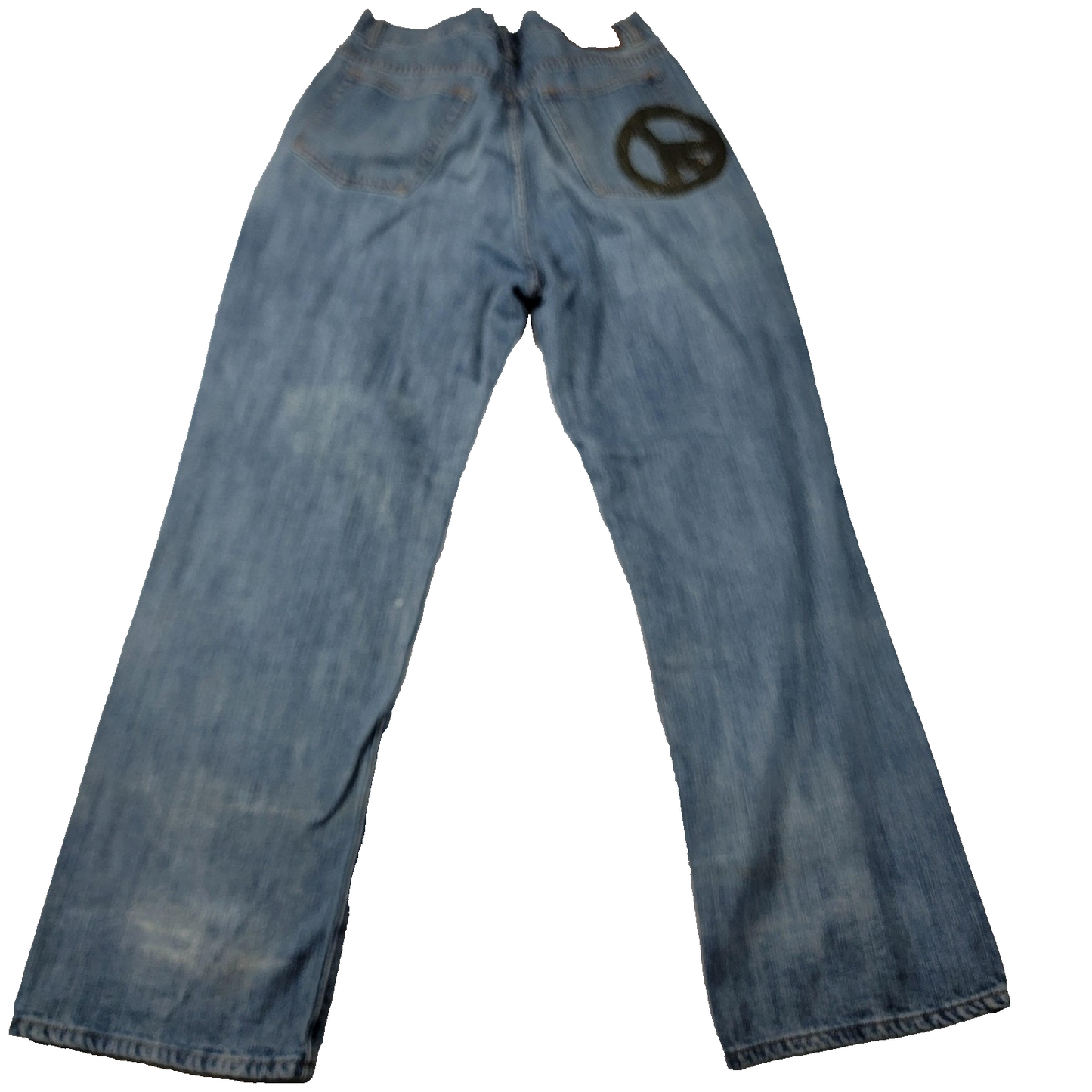 Moschino Jeans Jeans Mens 36 Blue Denim Straight Leg Peace Sign Back Pocket 11911