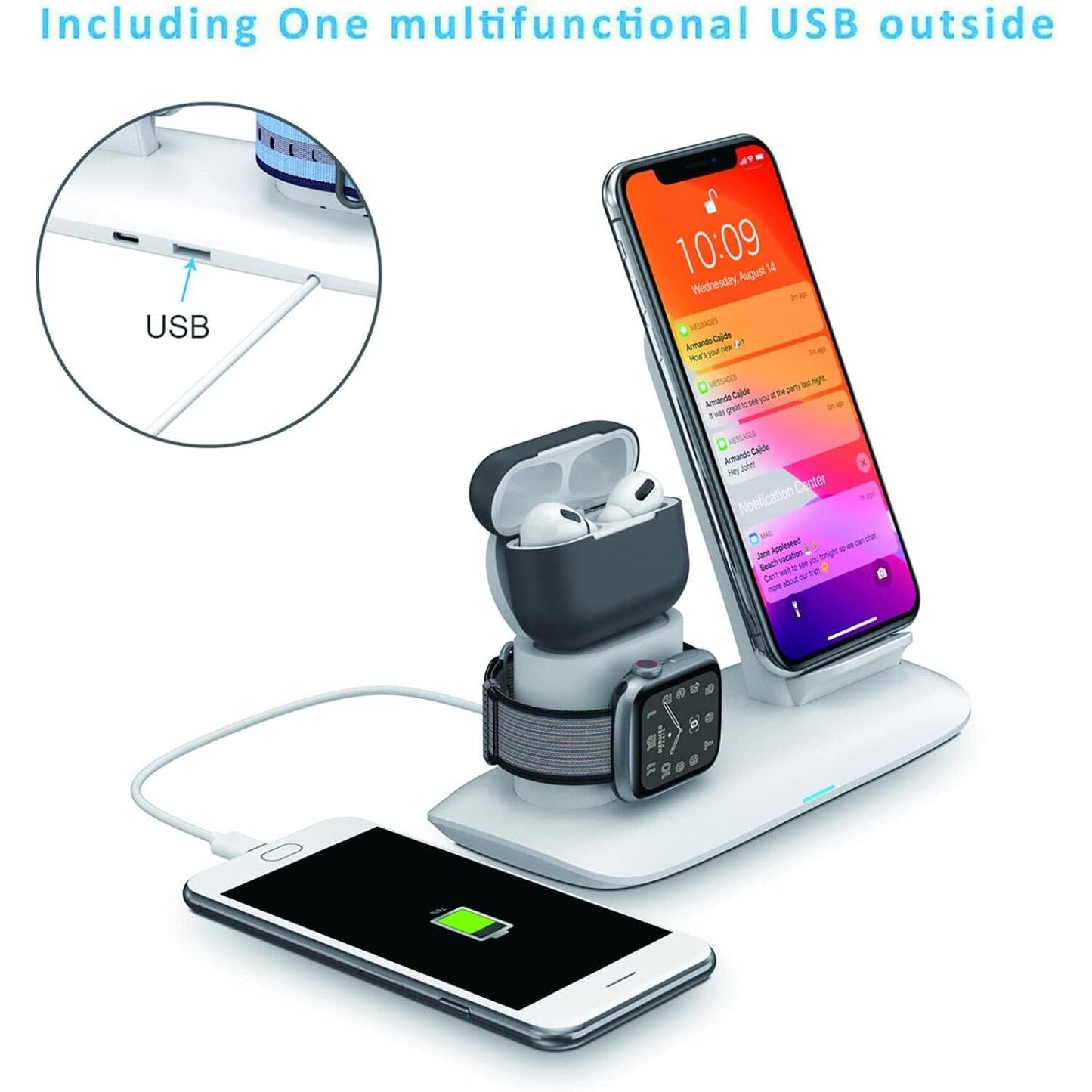 4 in 1 Desk Charger for Apple and Some Android. See info1