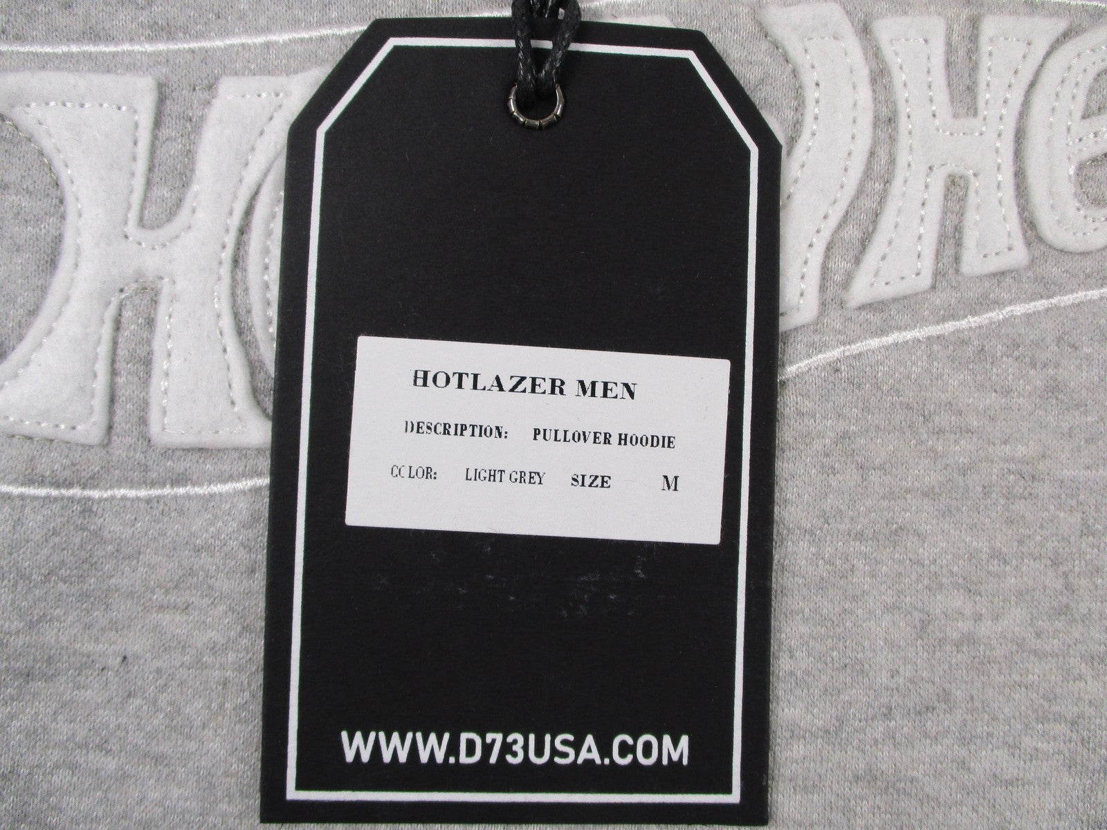 D73 USA Hot Wheels Hoodie Mens Medium Gray Pullover Fleece Embroidered Logo 12934