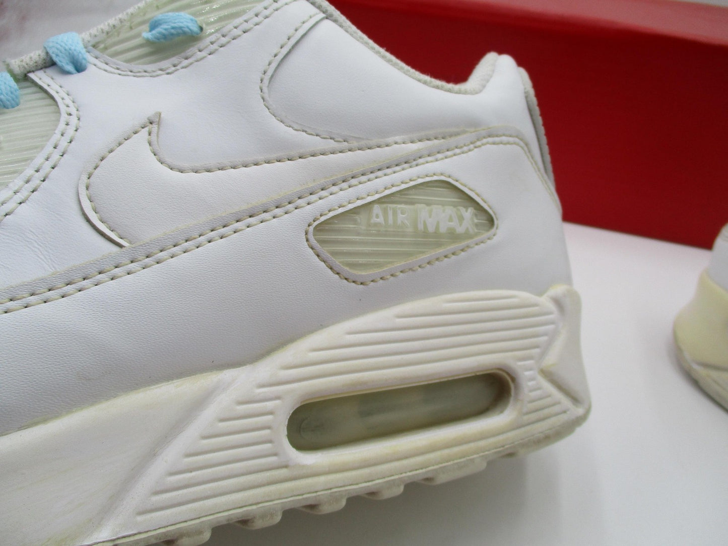 Nike Air Max 90 Shoes Mens Size 11.5 White Leather Classic Retro 302519113 1D79