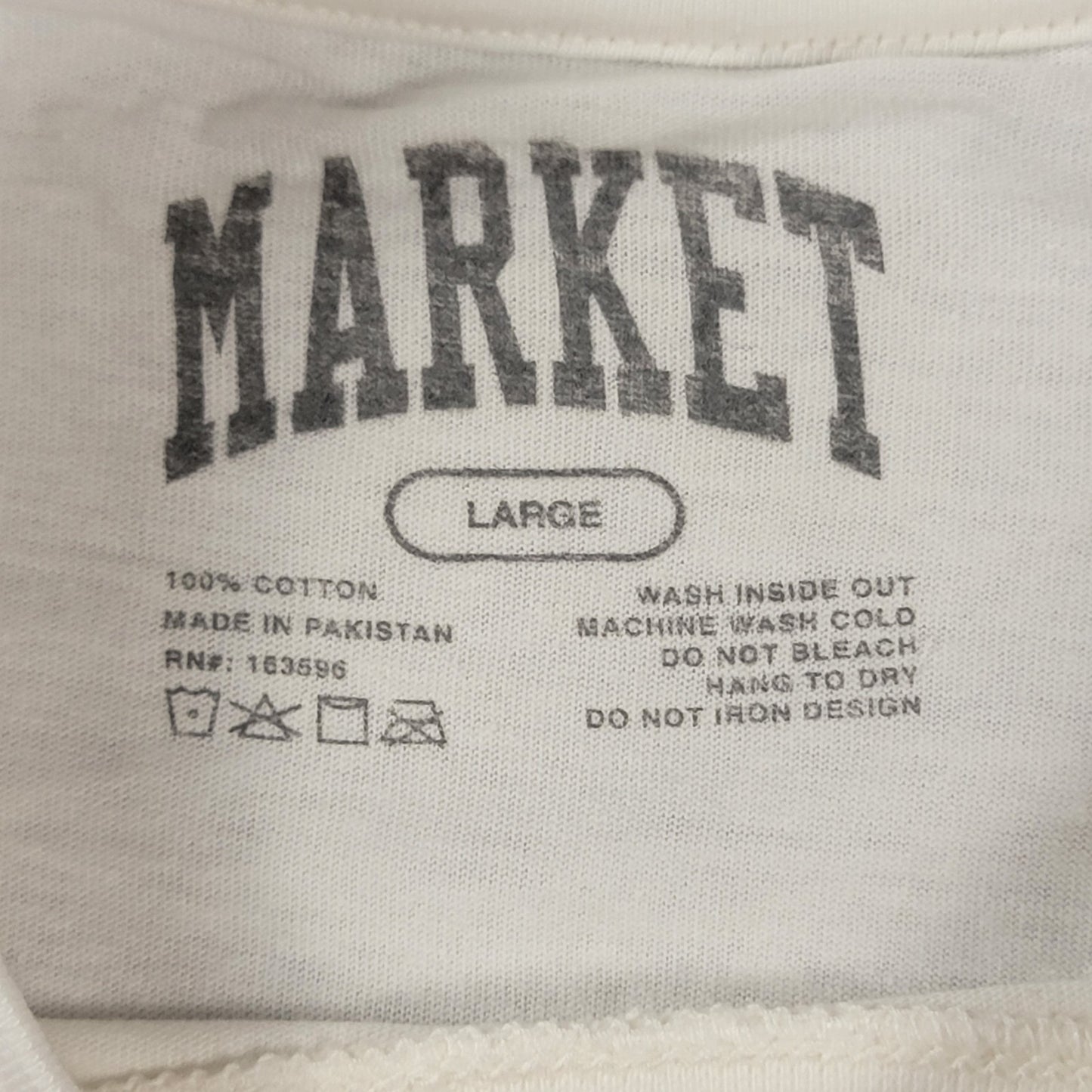 Market Studios Graphic Tee White Blue Globe Logo TShirt Men’s Large
