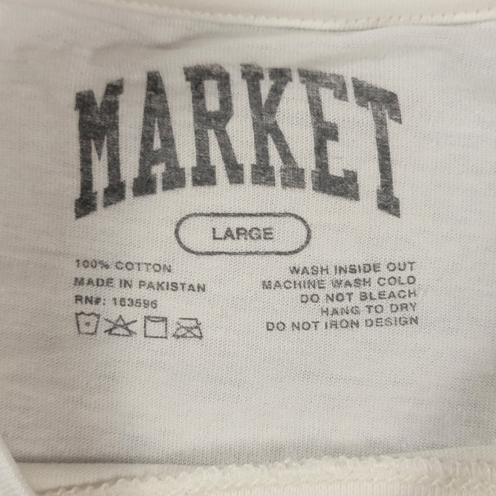 Market Studios Graphic Tee White Blue Globe Logo TShirt Men’s Large