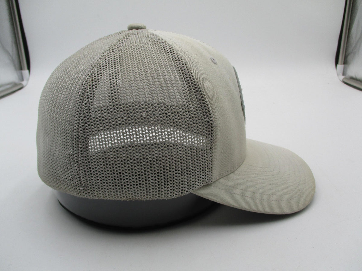 AFTCO Hat Cap Fitted Mens 7 1/8 Beige Mesh Trucker Flexfit Fishing Logo5