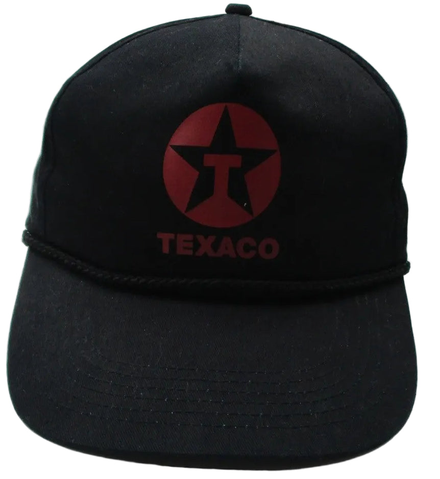 Texaco Black Cotton Adjustable Snapback Rope Baseball Hat Cap Gas Oil Logo OSFA0