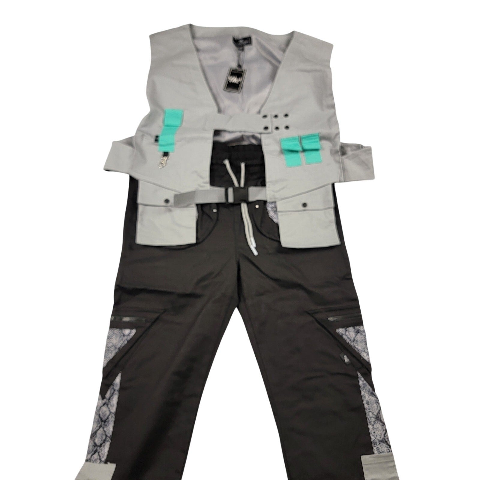 The Hideout Clothing Utility Vest & Pants Set Black Gray 2XL NWT 806070