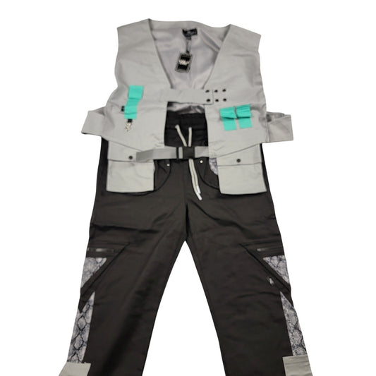 The Hideout Clothing Utility Vest & Pants Set Black Gray 2XL NWT 806070